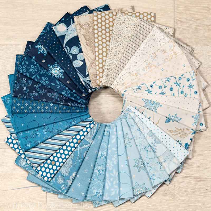 Tissu Patchwork Blue Escape Collection, 30 Coupons 25x55cm