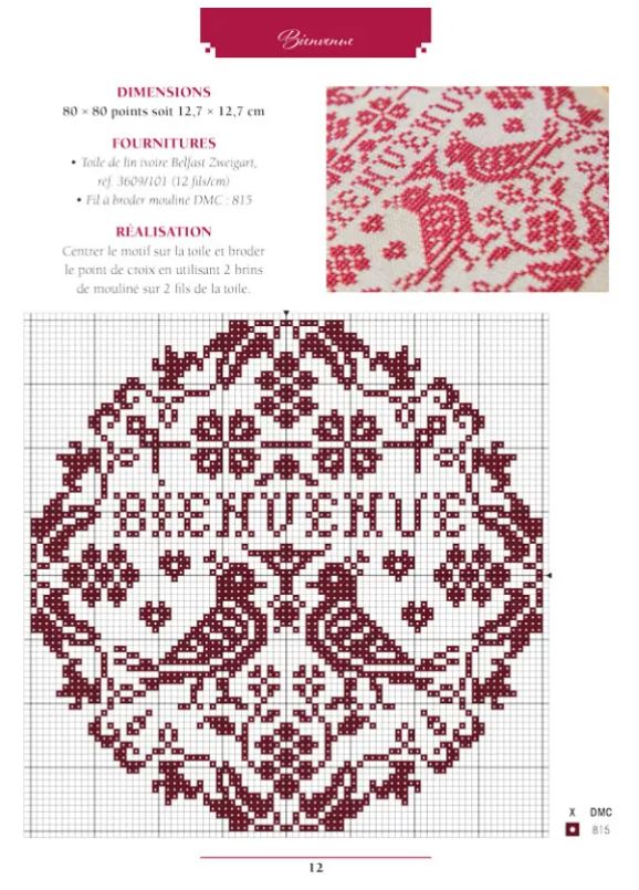 Livre Broderie "Rouge Toujours au Point de Croix"