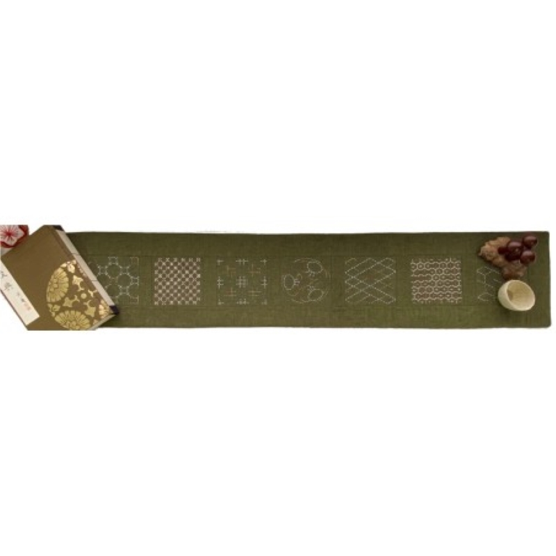 Panneau Sashiko Seven Treasures Vert