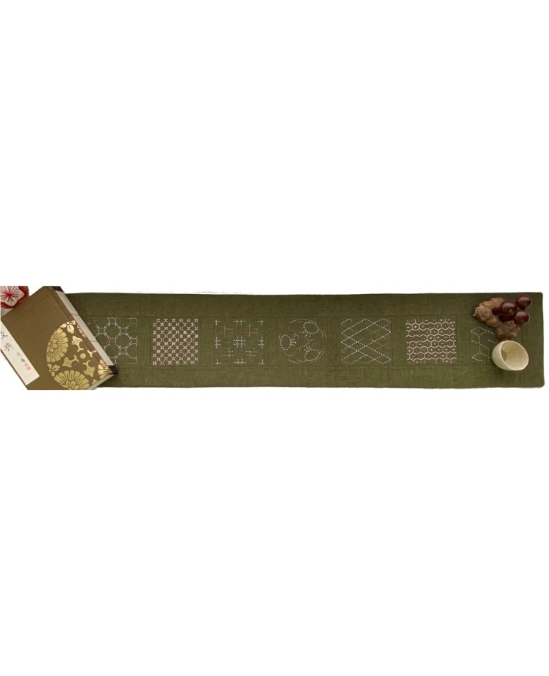 Panneau Sashiko Seven Treasures Sarcelle