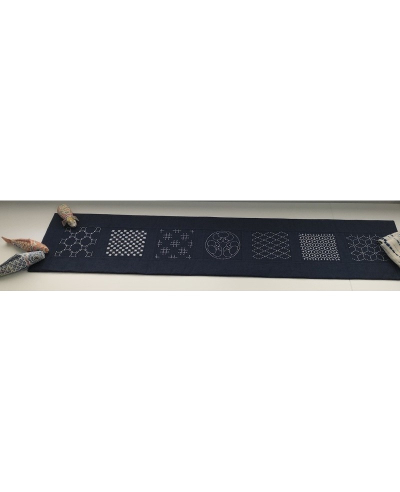 Panneau Sashiko Seven Treasures Sarcelle