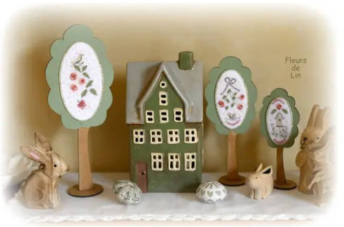 Kit Points Comptés - Trio d'Arbres de Printemps