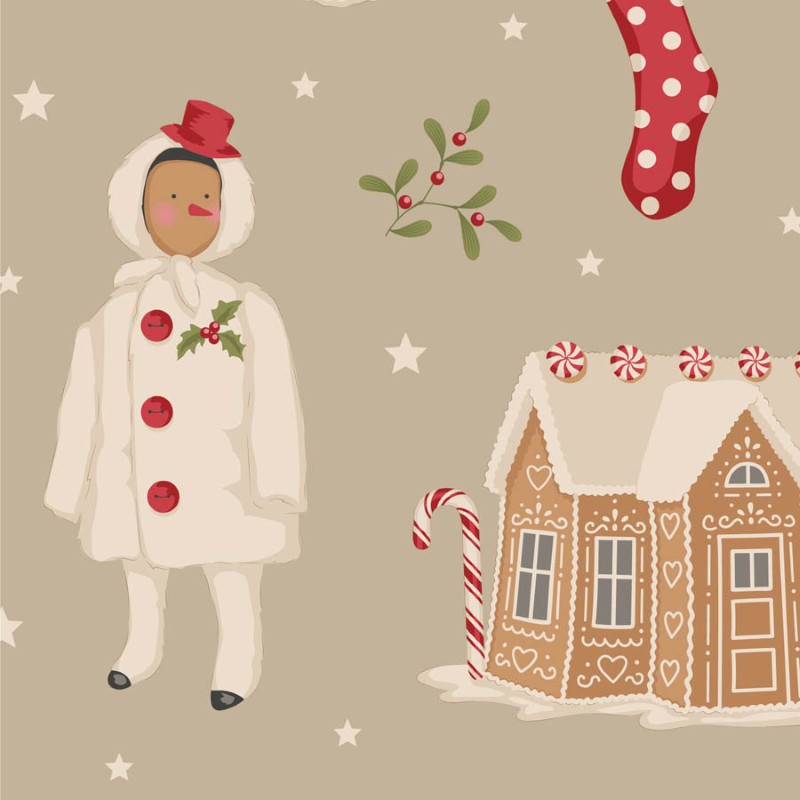 Tissu Patchwork Tilda Little Merry XMas Winter Friends Clay, Coupon