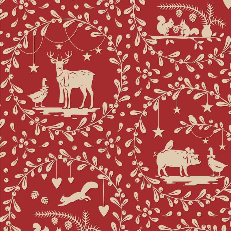 Tissu Patchwork Tilda Little Merry XMas Paperscenes Red, Coupon