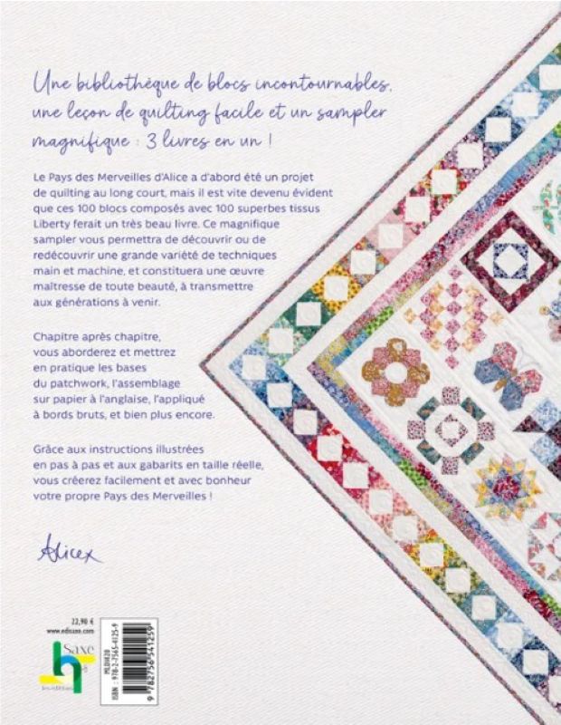 Livre Patchwork "Alice au Pays des Merveilles, 1 Quilt - 100 Blocs"