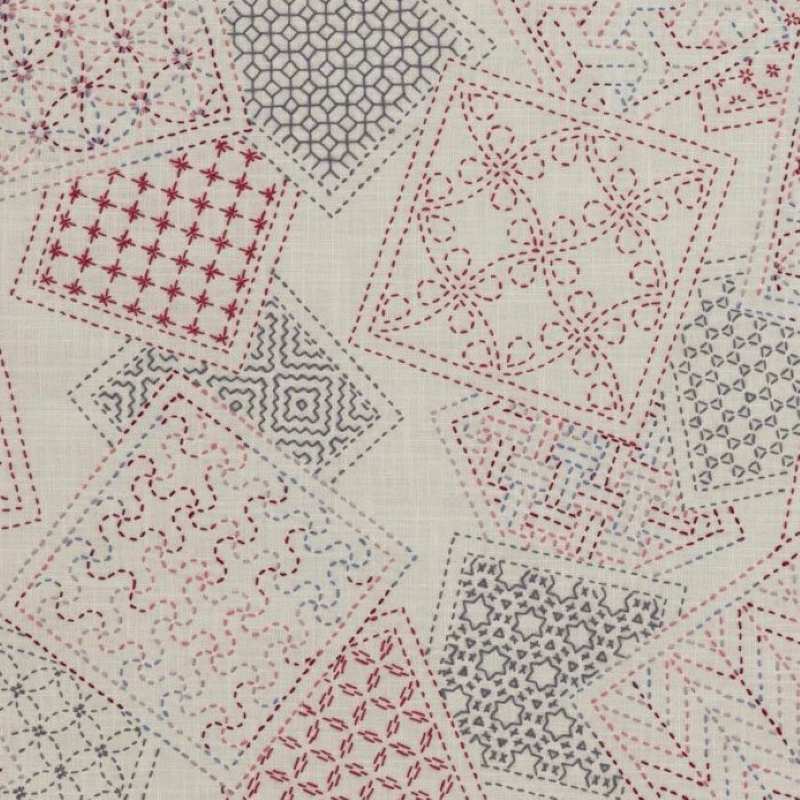 Kit Sashiko Tenture Motifs Géométriques Roses