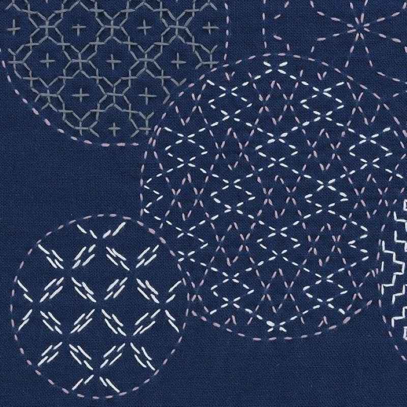 Panneau Sashiko Ronds Marine