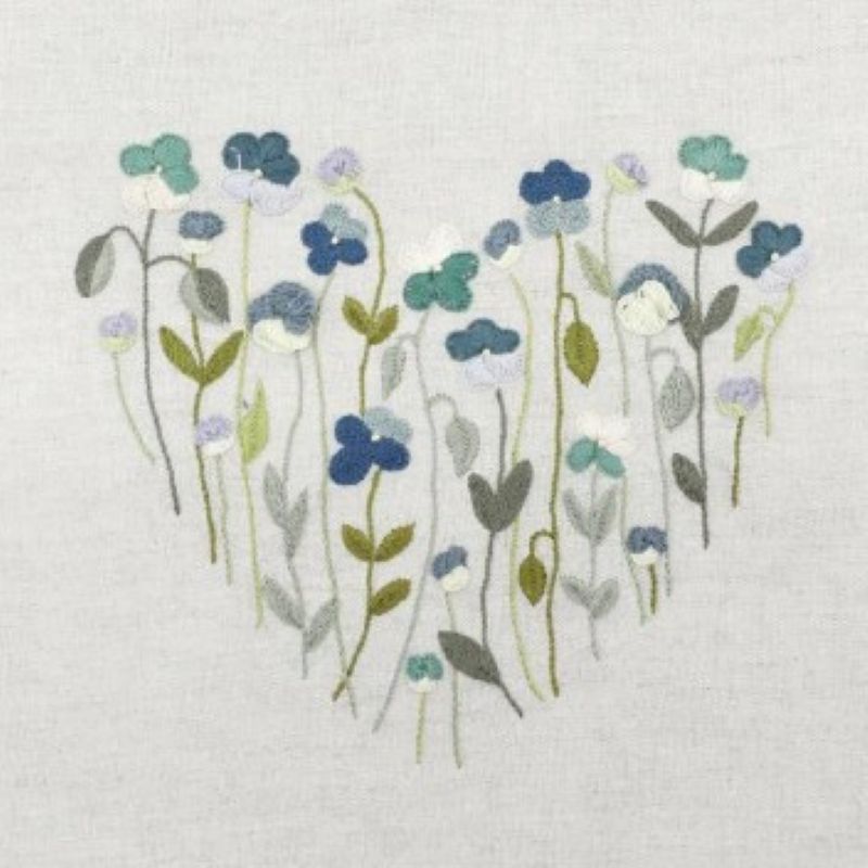 Kit Broderie - Coeur n°3 Douces Pensées - Toile Imprimée