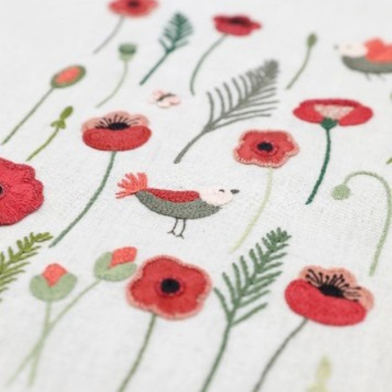 Kit Broderie Easy Custo - Planche Fleurie Coquelicots