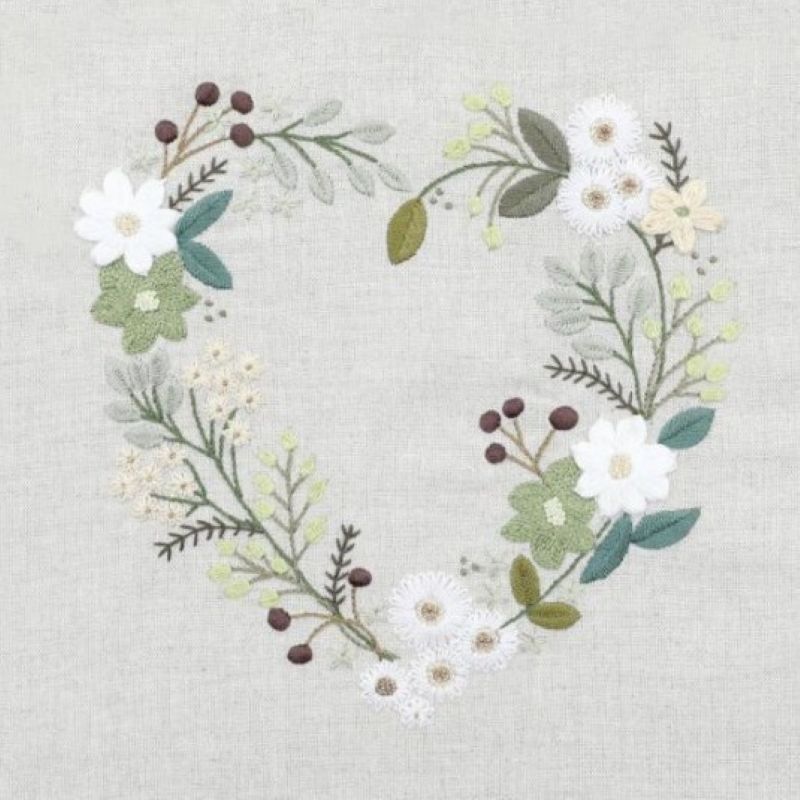 Kit Broderie - Coeur n°4 Pétales de Printemps - Toile Imprimée
