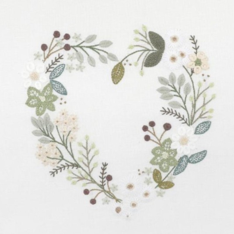 Kit Broderie - Coeur n°4 Pétales de Printemps - Toile Imprimée