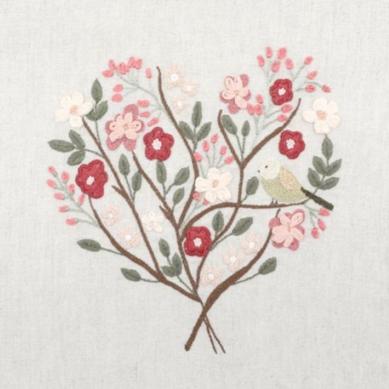 Kit Broderie - Coeur n°5 Sakura - Toile Imprimée