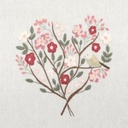 Kit Broderie - Coeur n°5 Sakura - Toile Imprimée