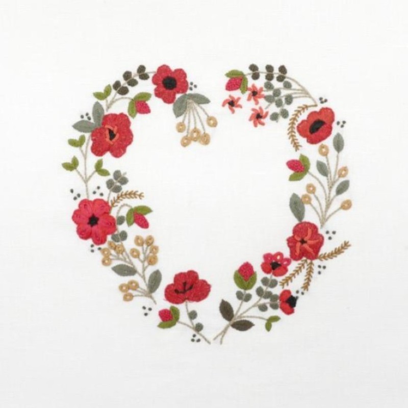 Kit Broderie - Coeur n°6 Rouge Coquelicot - Easy Custo