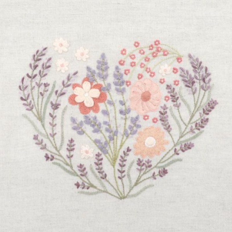 Kit Broderie - Coeur n°7 Souffle de Lavande - Easy Custo