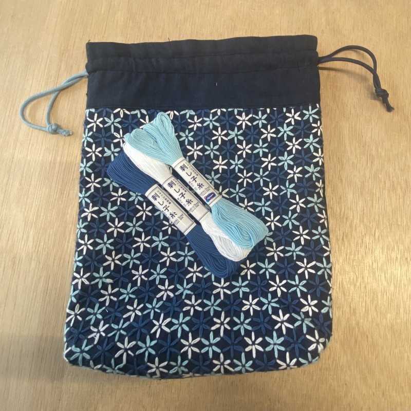 Kit _ Pochon Sashiko Hinagiku Marine
