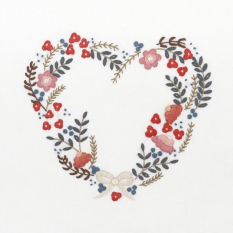 Kit Broderie - Coeur n°9 Rose Tardive - Toile Imprimée