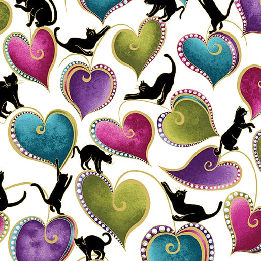 Tissu Patchwork Cat-itude, Heart & Tissu Patchwork Cat Blanc - Coupon