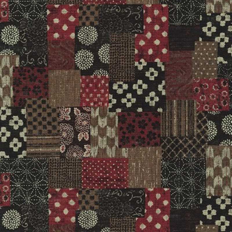 Tissu Japonais Nara Homespun Multi Rouge