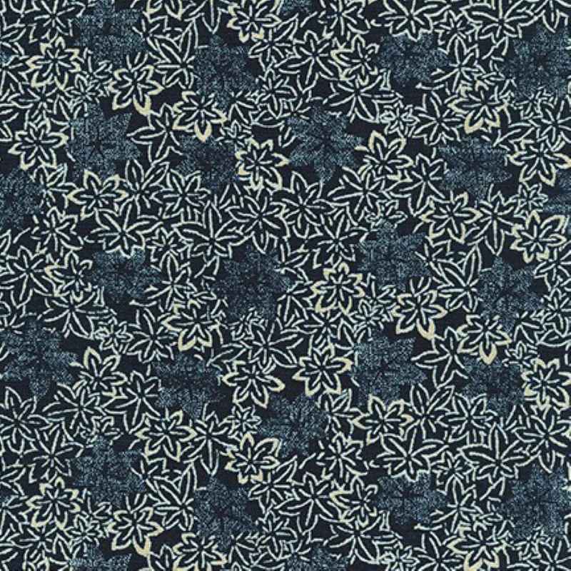 Tissu Japonais Nara Homespun Feuillage Indigo
