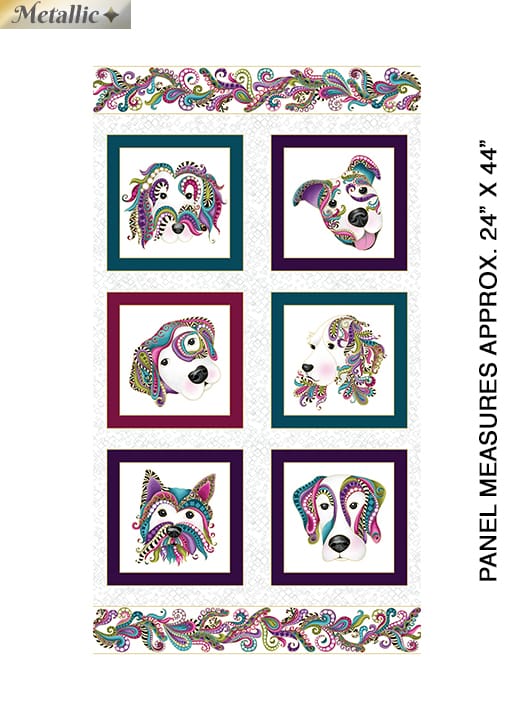 Tissu Patchwork Dog on It, Panneau Fond Blanc