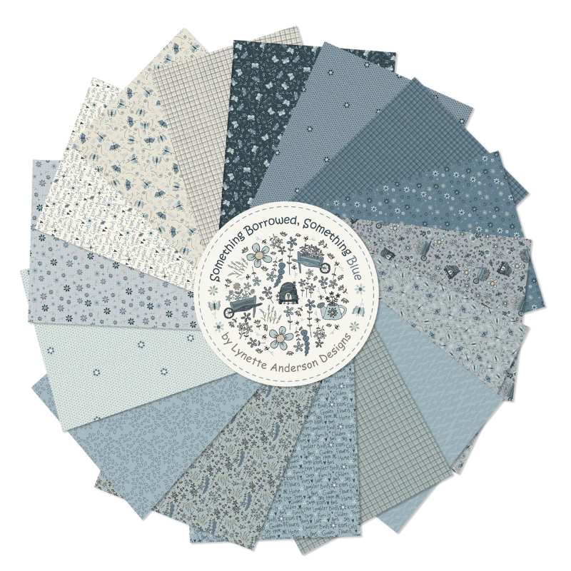 Tissu Patchwork Something Borrowed, Something Blue Collection, 16 Coupons 25x55cm