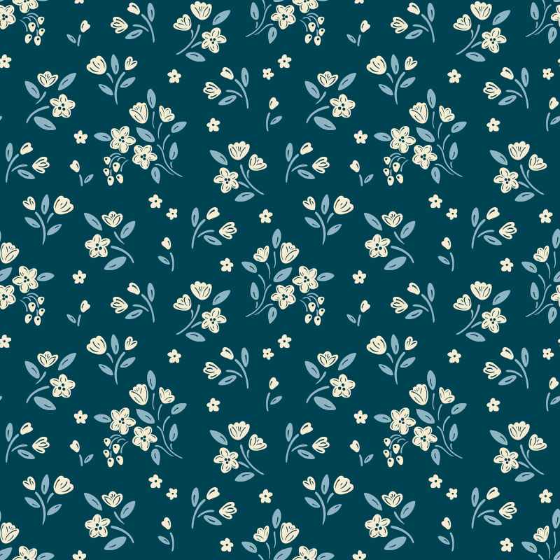 Tissu Patchwork Cosy House "Apple Blossom Midnight"