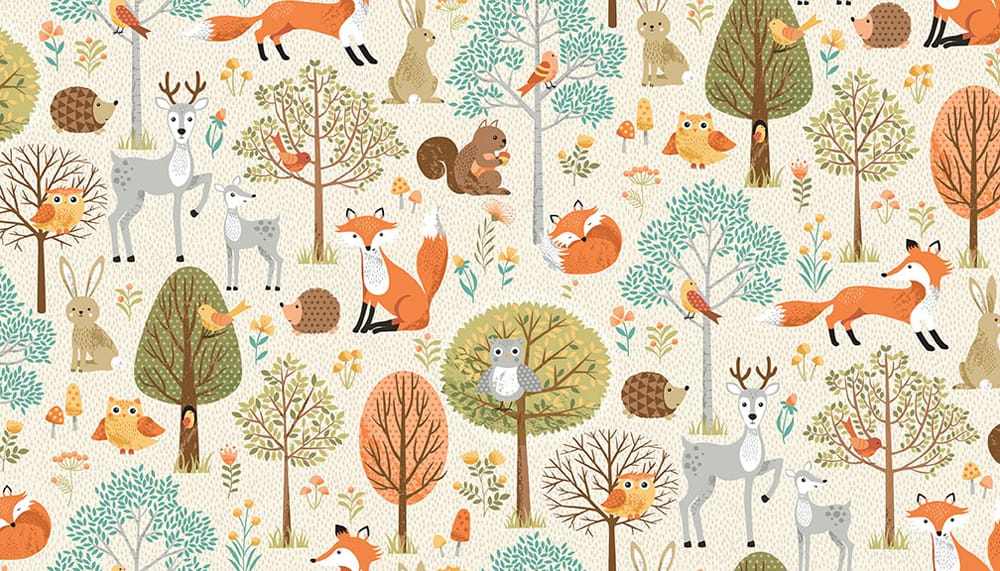Tissu Patchwork Forest Scene Cream, Coupon