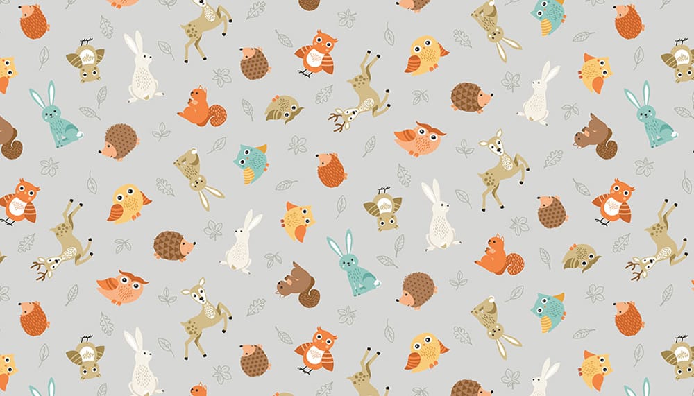 Tissu Patchwork Forest Animal Scatter Grey, Coupon