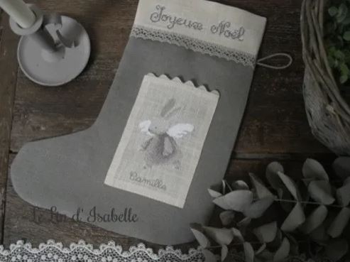 Modèle Points Comptés - Botte de Noël "Lapin"