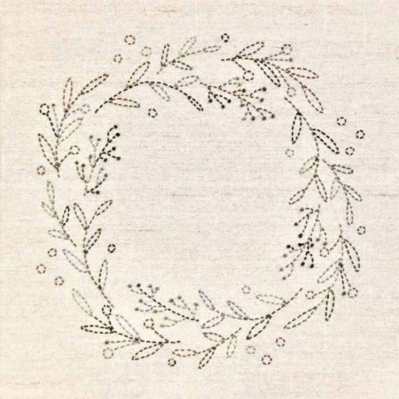 Kit Sashiko _ Couronne de Noël