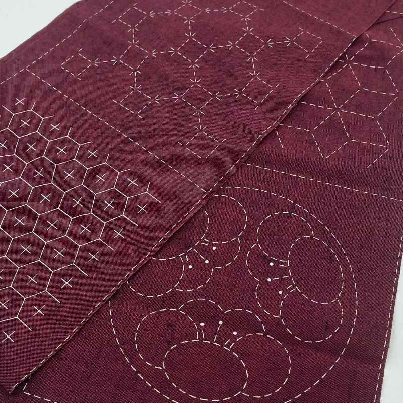 Panneau Sashiko Seven Treasures Rouge Sombre