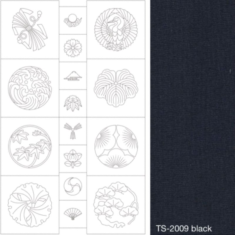 Panneau Sashiko Crests Susan Briscoe - Noir