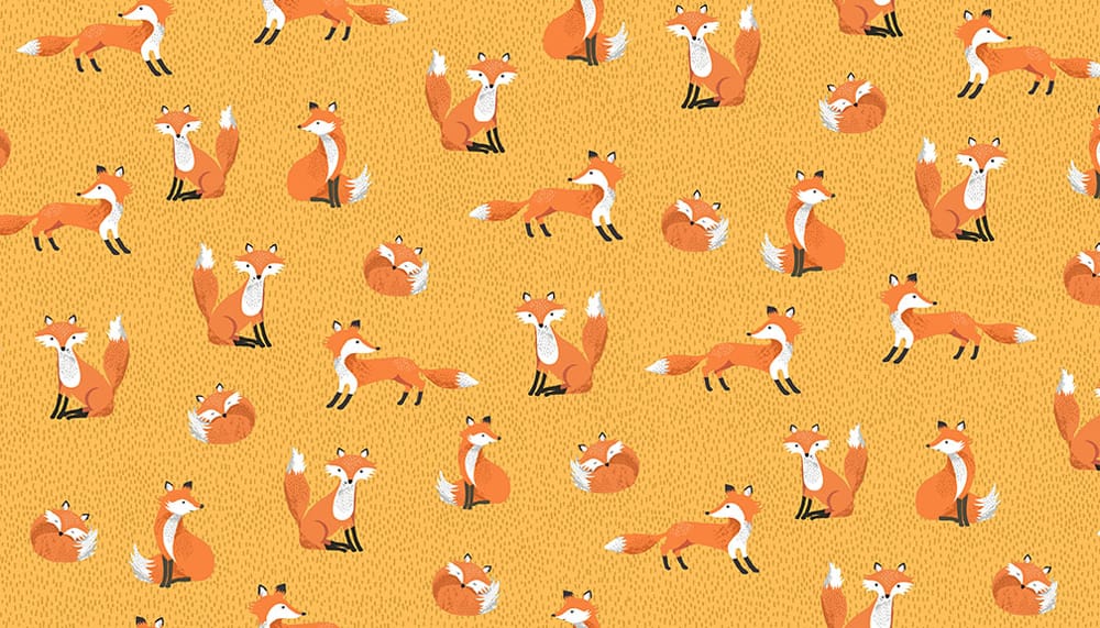 Tissu Patchwork Forest Foxes Yellow