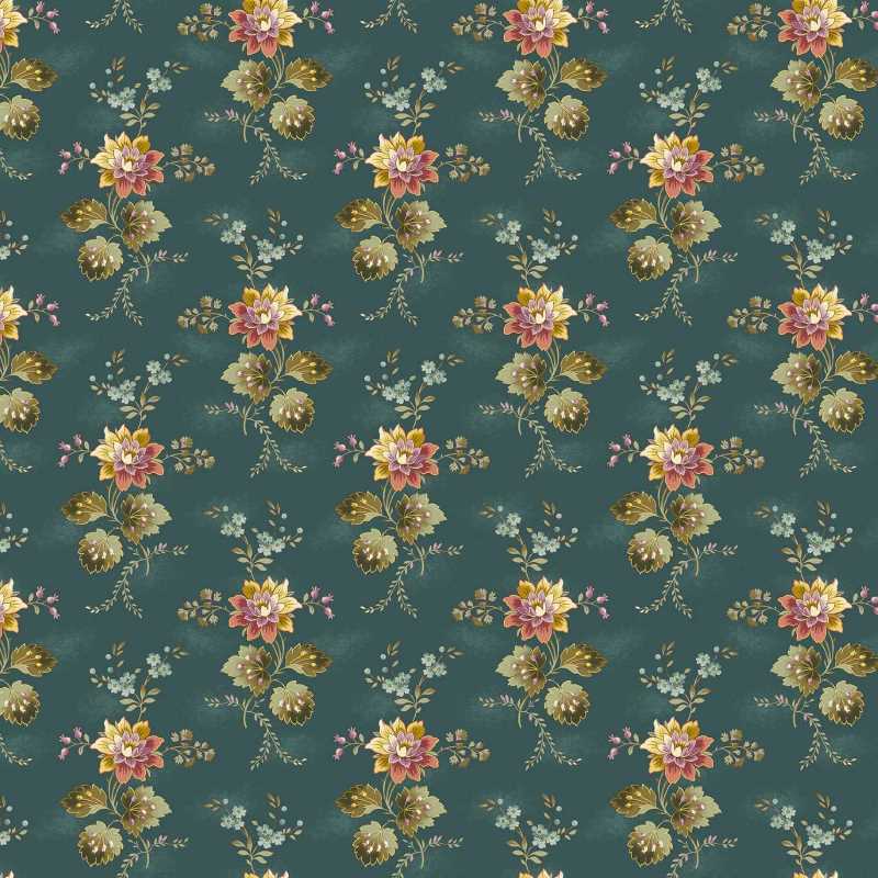 Tissu Patchwork Dahlia Cardinal Flower Teal, Coupon