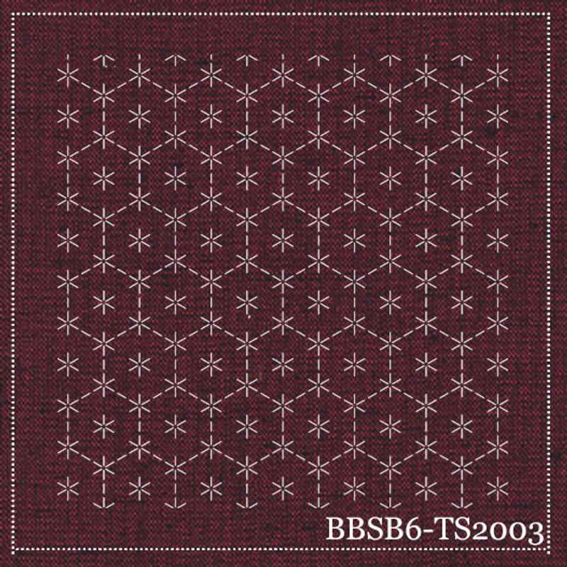 Bloc Sashiko Ecaille de Tortue _ Rouge Sombre