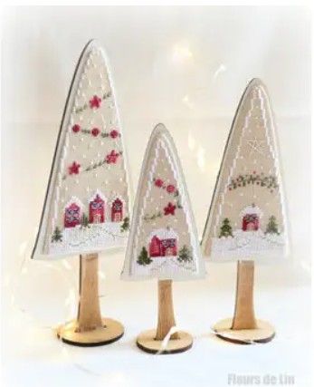 Kit Points Comptés - Trio de Sapins Poinsettias"