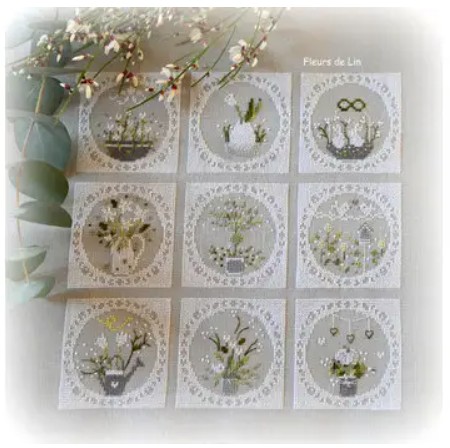 Modèle Points Comptés - Printemps Blanc