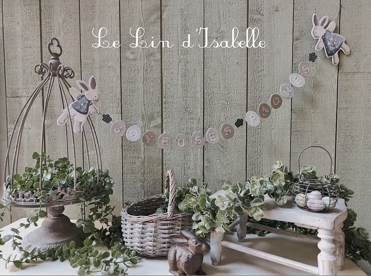 Modèle Points Comptés - Guirlande Lapins Joyeuses Pâques