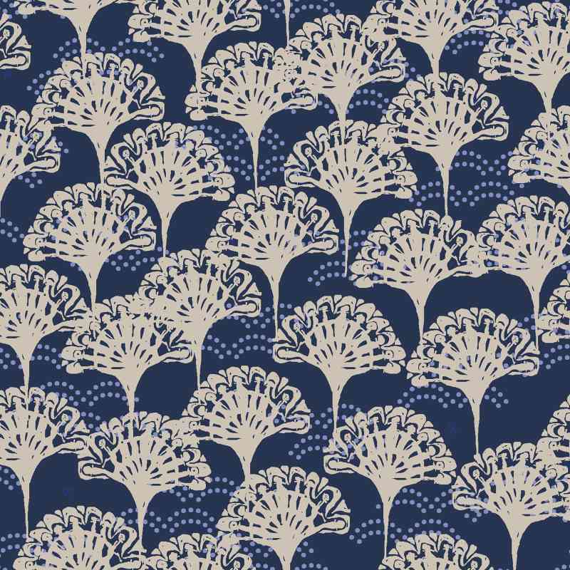 Tissu Patchwork Japan Hello Eventail Marine, Coupon