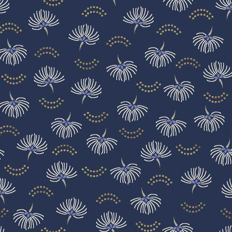 Tissu Patchwork Japan Hello Dandelion Marine