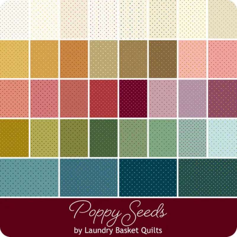 Tissu Patchwork Collection Poppy Seeds, 36 Coupons 25x55cm - PRE-COMMANDE