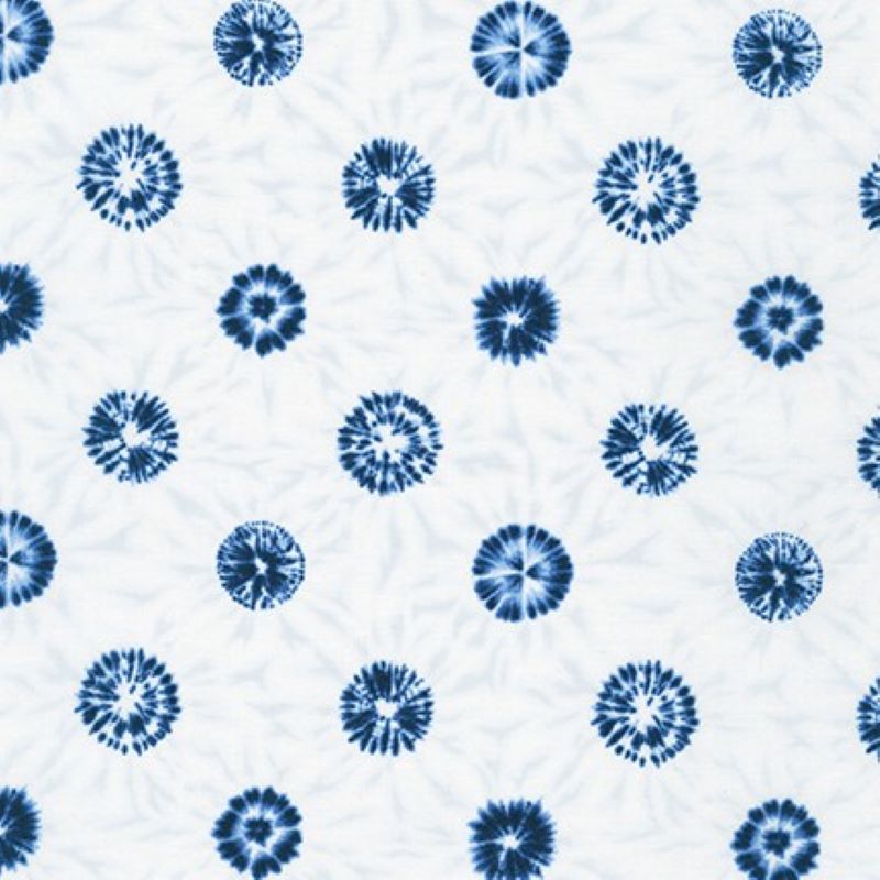 Tissu Patchwork Shibori Blues - Oursins Blanc