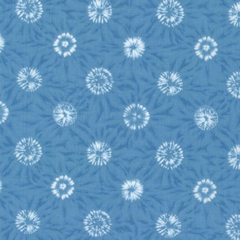 Tissu Patchwork Shibori Blues - Oursins Bleu