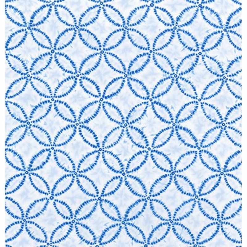 Tissu Patchwork Shibori Blues - Géométrique Blanc