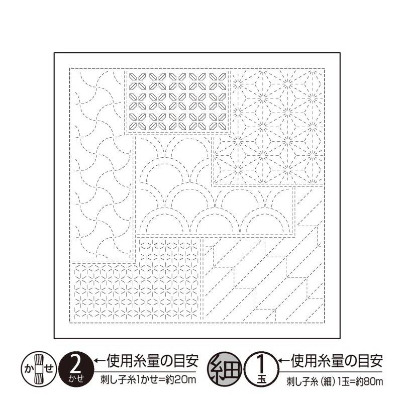 Bloc Sashiko Hana Fugin Yosegi _ Blanc