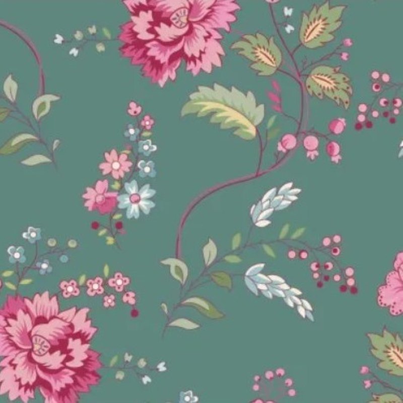 Tissu Patchwork Future Heirlooms "Bouquet Duck Egg, Coupon - PRECOMMANDE