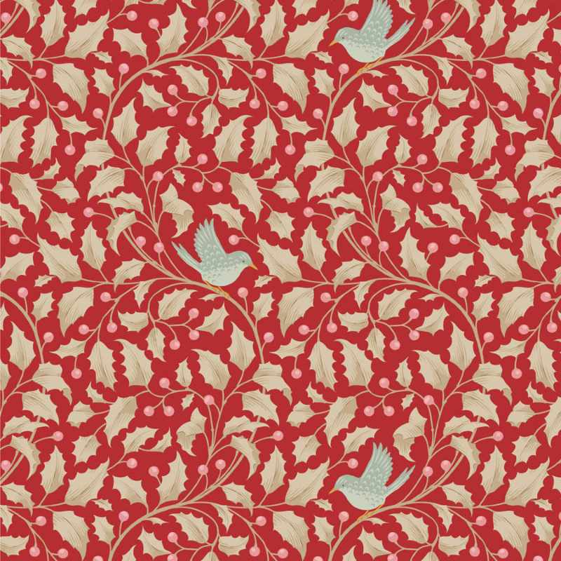 Tissu Patchwork Tilda Little Merry XMas Holly Red, Coupon