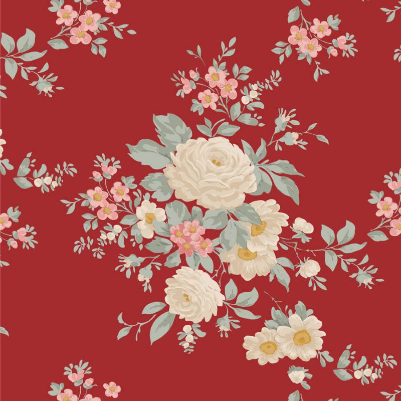 Tissu Patchwork Tilda Little Merry XMas Carol Burgundy, Couppon