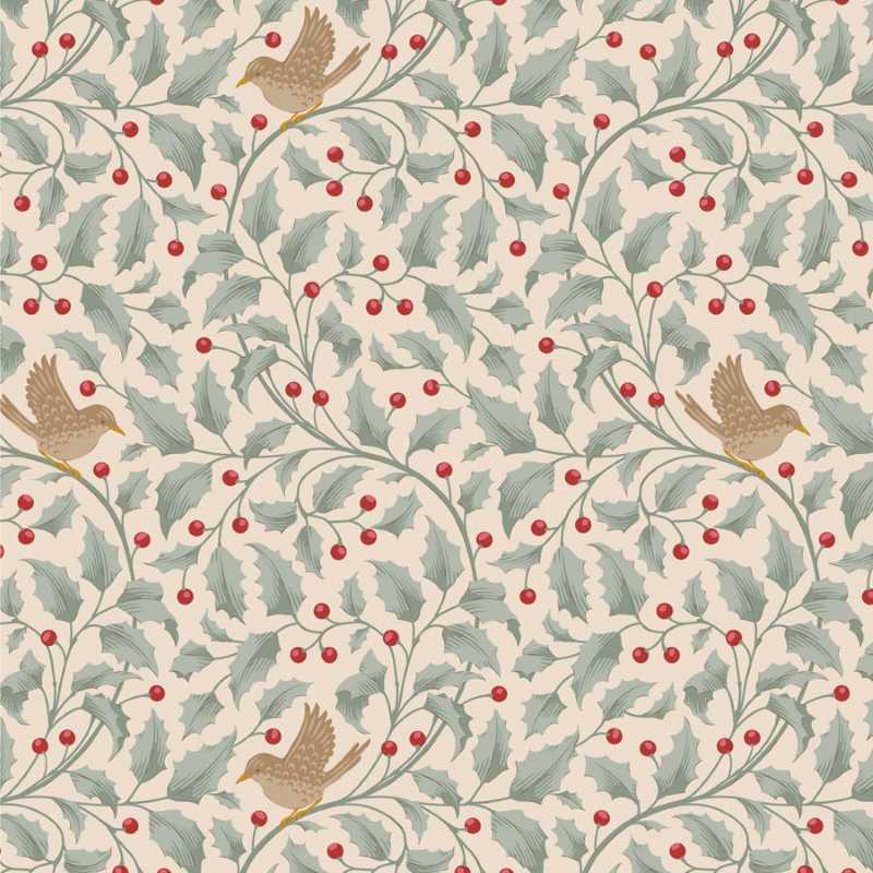 Tissu Patchwork Tilda Little Merry XMas Holly Duck Egg